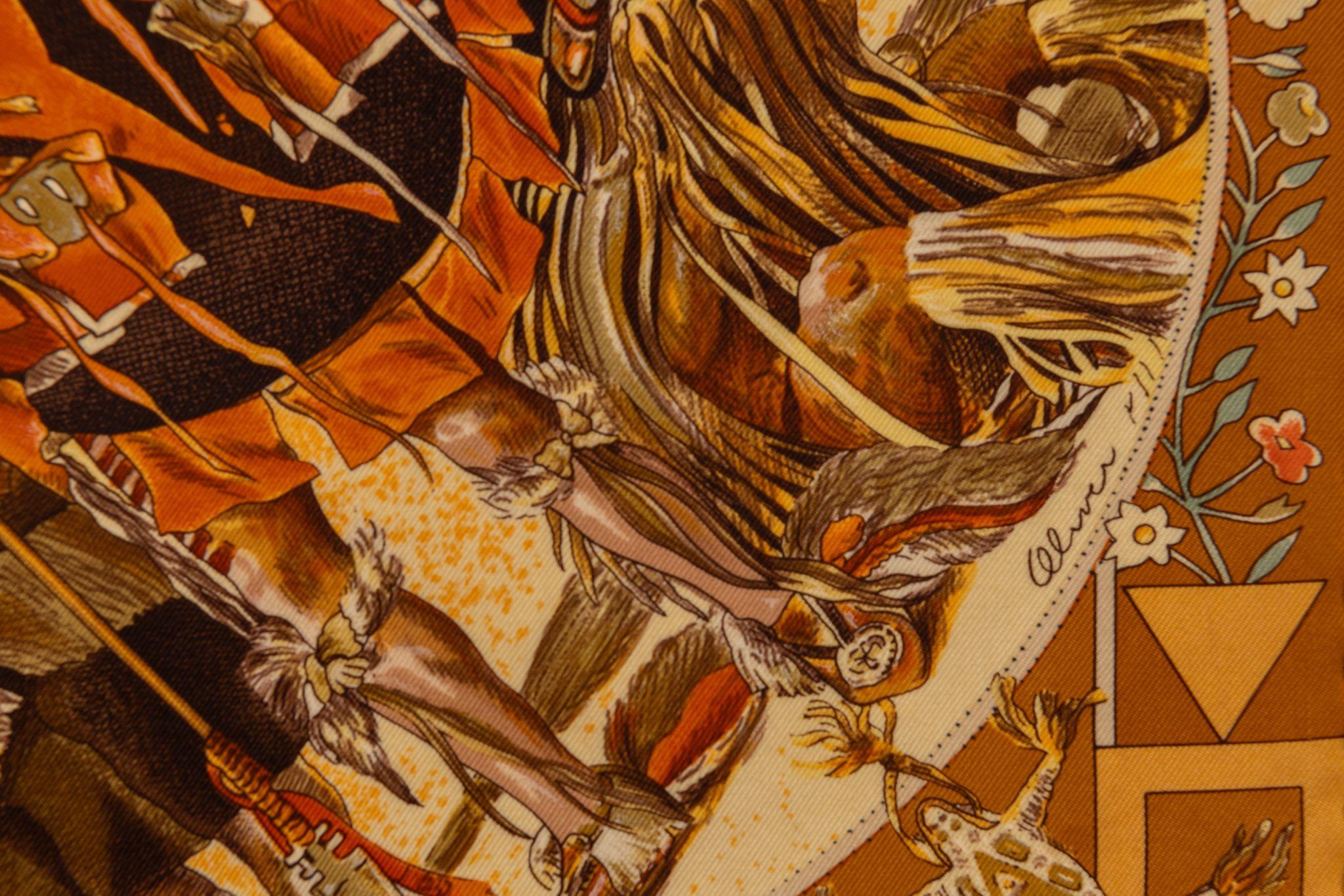 Hermès Brown Mythologies Oliver Scarf For Sale 2