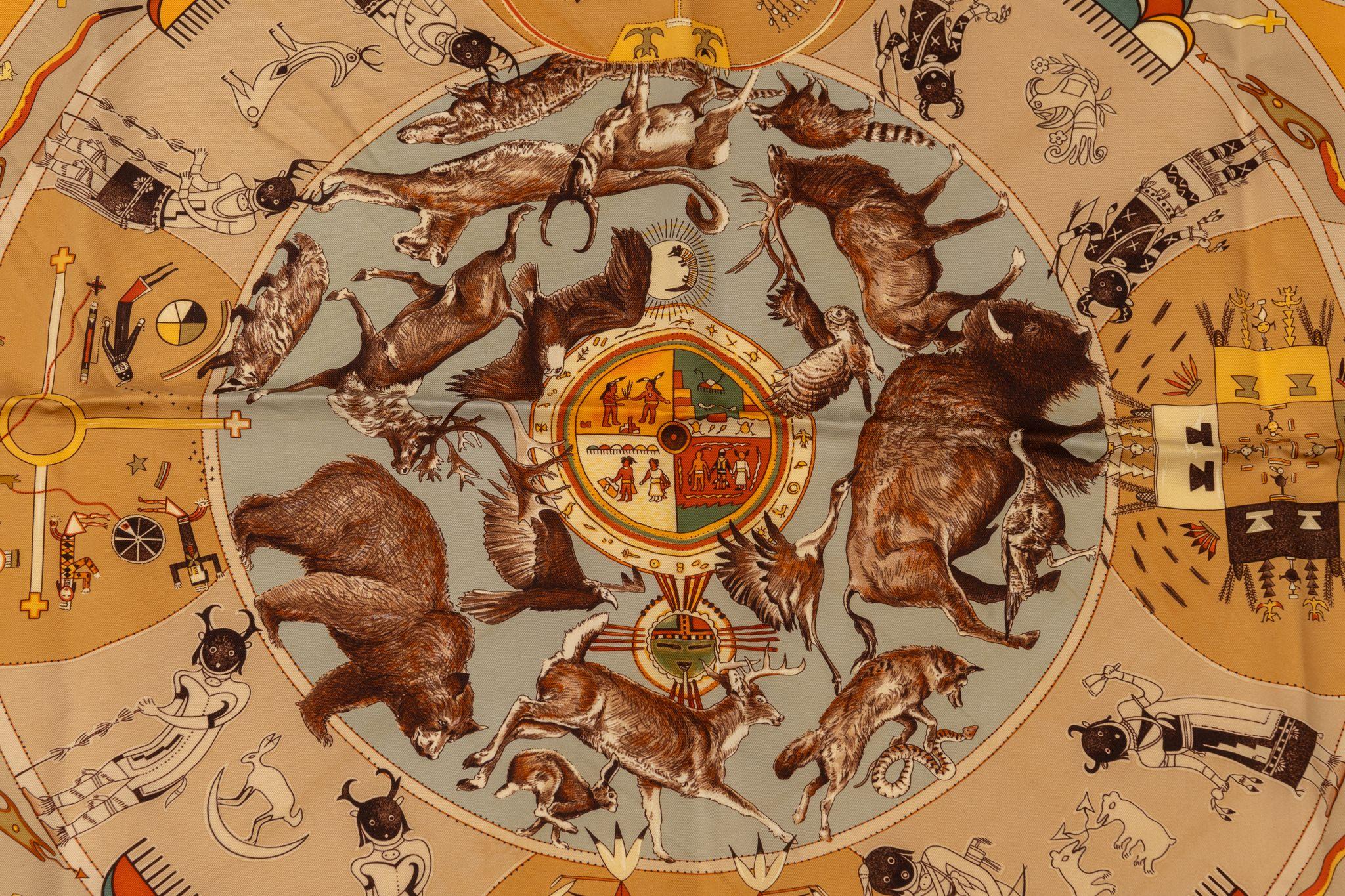 Hermès Brown Mythologies Oliver Scarf For Sale 3