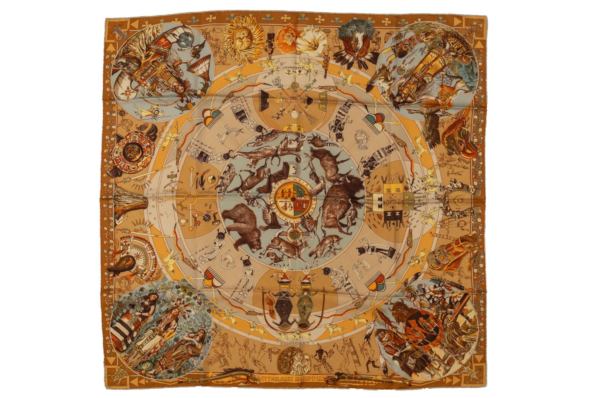 Hermès Brown Mythologies Oliver Scarf For Sale