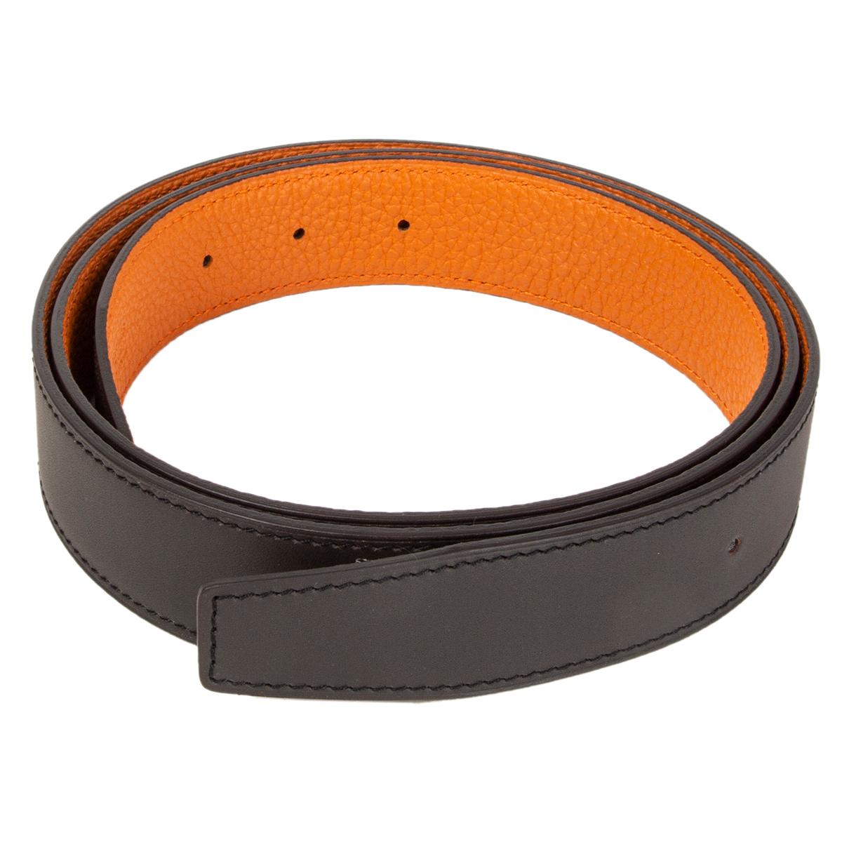 HERMES brown orange 32mm Reversible Belt Strap 80 SOMBRERO / Togo leather