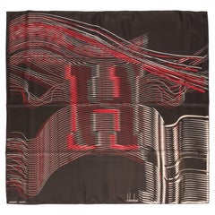 Hermès Brown, Orange & Cream Large H Cinetique Silk Scarf 90