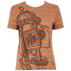 Hermès Brown & Orange Stripe Bridle Print T-Shirt Size M