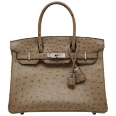 Hermes Brown Ostrich 30cm Birkin Bag