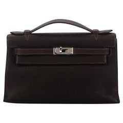 Bolso Kelly Pouchette Hermès de piel marrón Pecari
