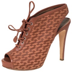 Hermes Brown Perforated Leather Garrigue Open-Toe Sandals Size 38.5