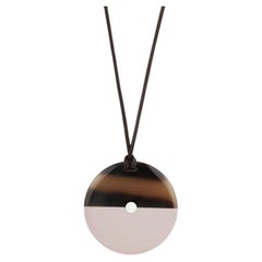 Hermès Brown & Rose Lacquered Buffalo Horn Round Necklace