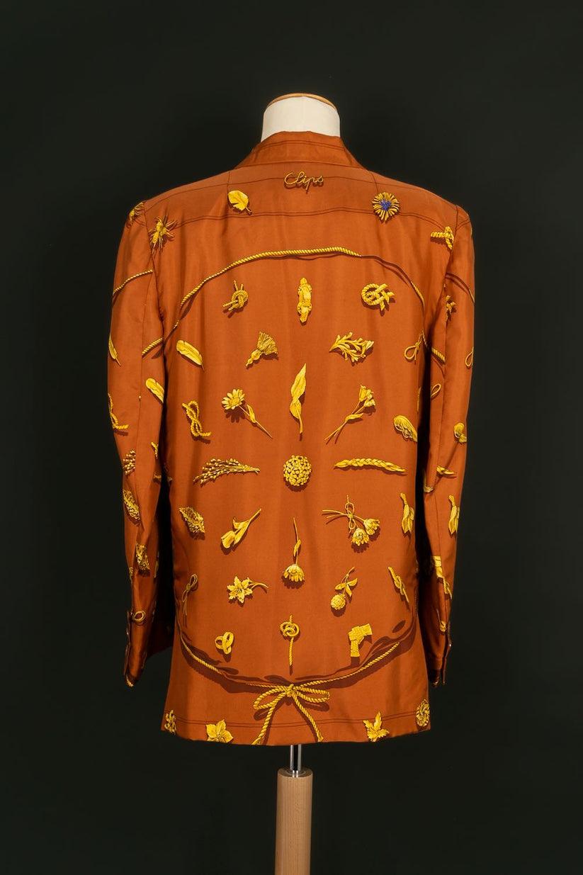 Hermès Brown Silk Jacket In Good Condition For Sale In SAINT-OUEN-SUR-SEINE, FR