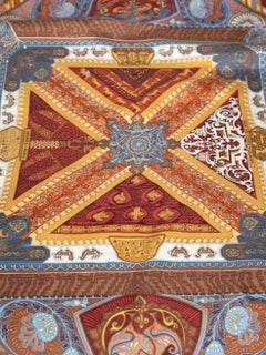 Hermès Brown Silk Sur Un Tapis Volant Print 90 Scarf