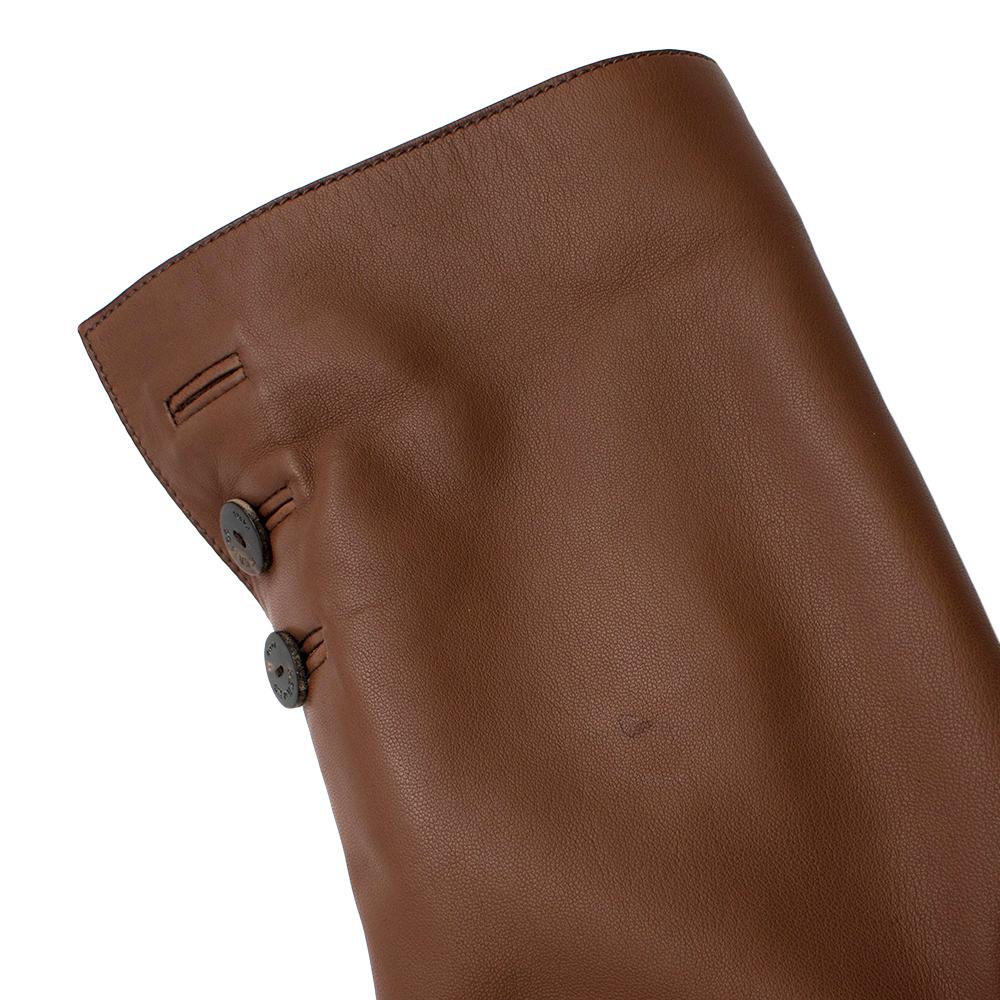 Hermes Chaqueta a medida de un solo pecho de cuero suave marrón - Talla S estimada 1