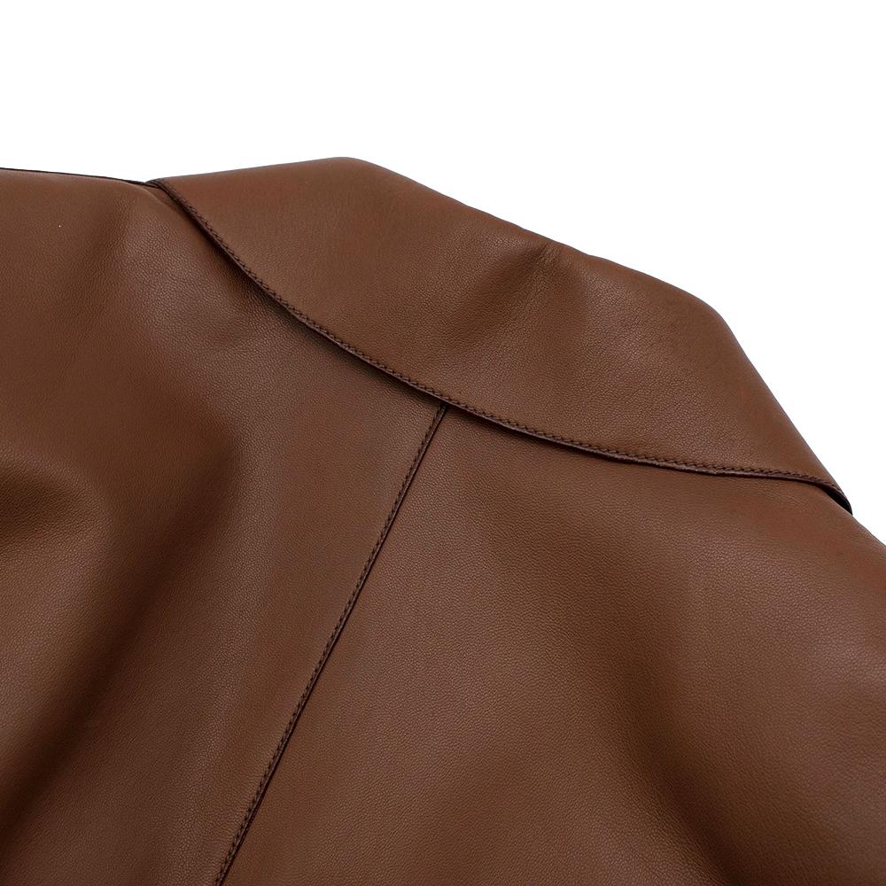 Hermes Chaqueta a medida de un solo pecho de cuero suave marrón - Talla S estimada 2