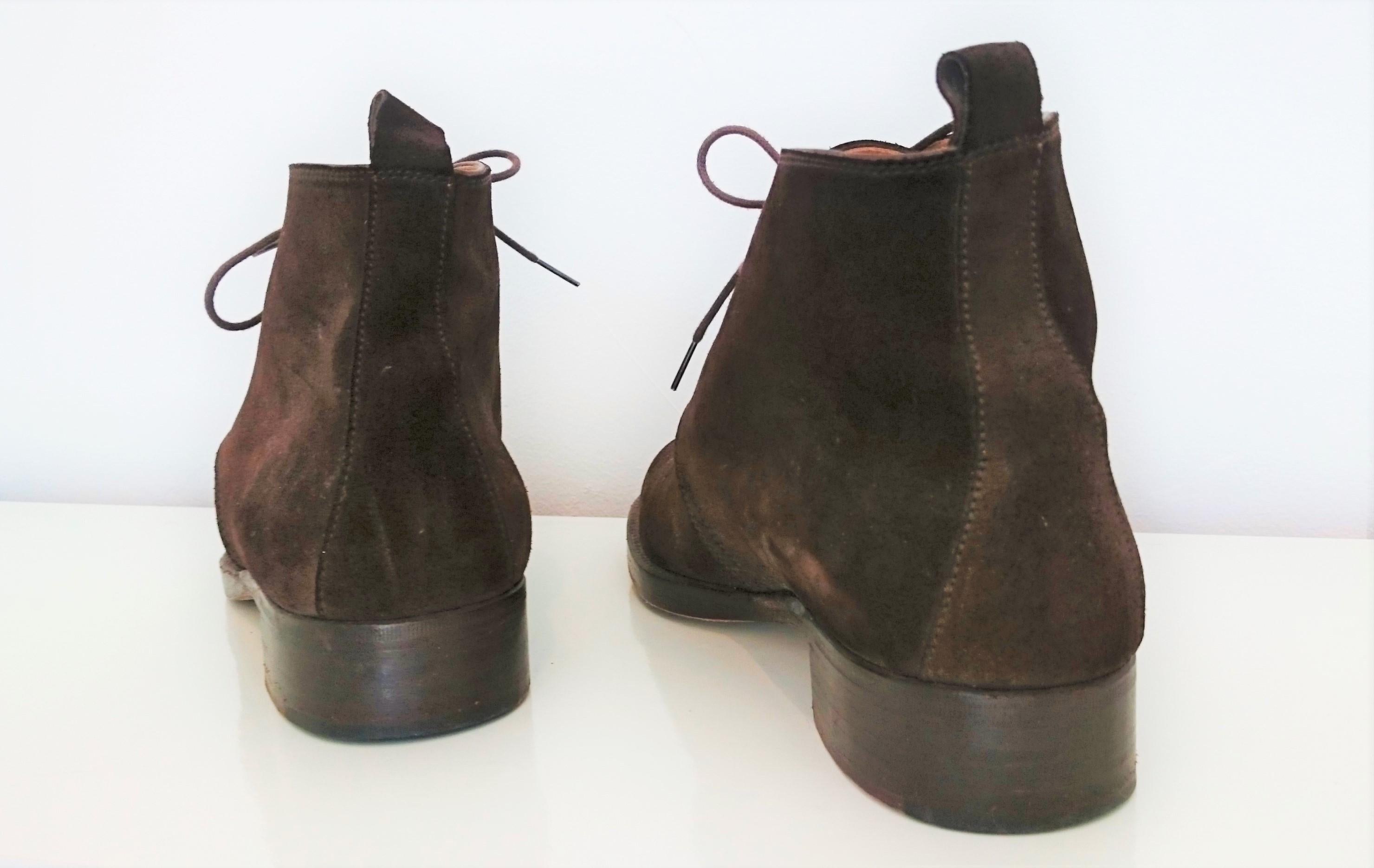 Hermès Brown Suede Ankle Boots. Size 40 (Schwarz) im Angebot