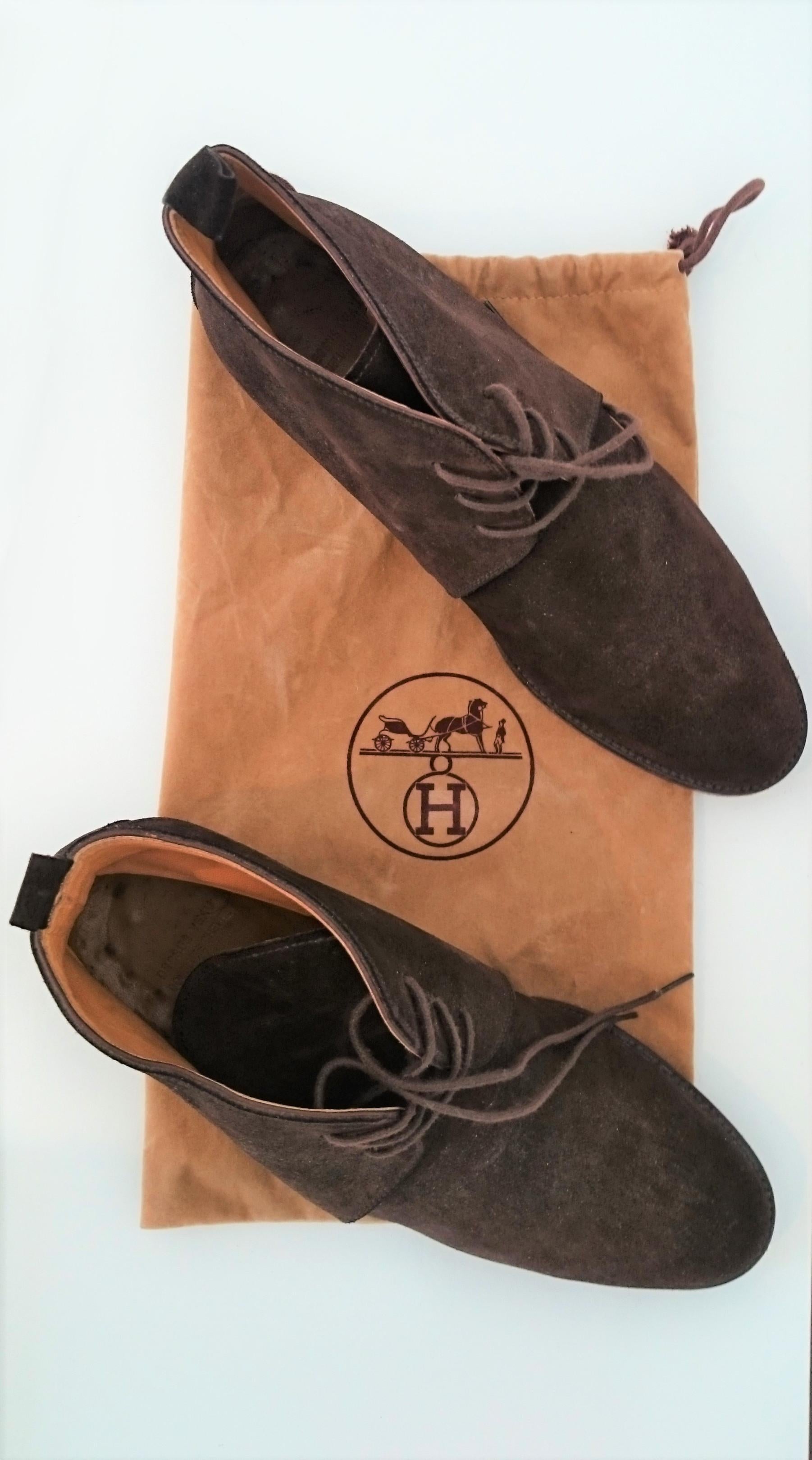 Hermès Brown Suede Ankle Boots. Size 40 For Sale 1