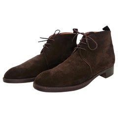 Hermès Brown Suede Ankle Boots. Size 40