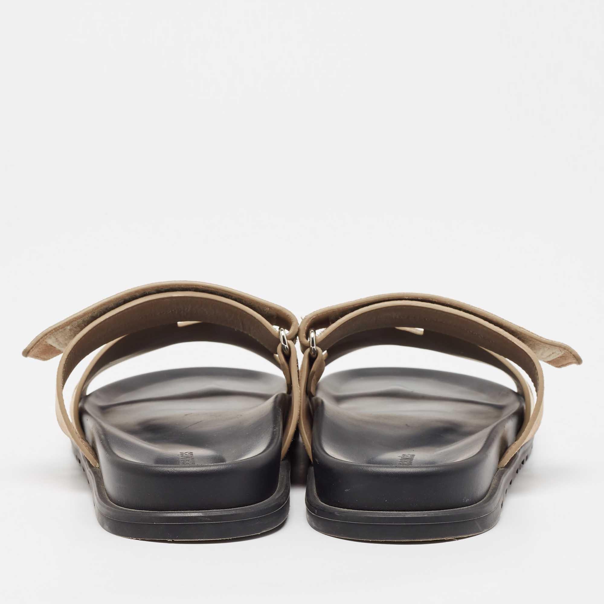 Men's Hermes Brown Suede Chypre Flat Slides Size 42