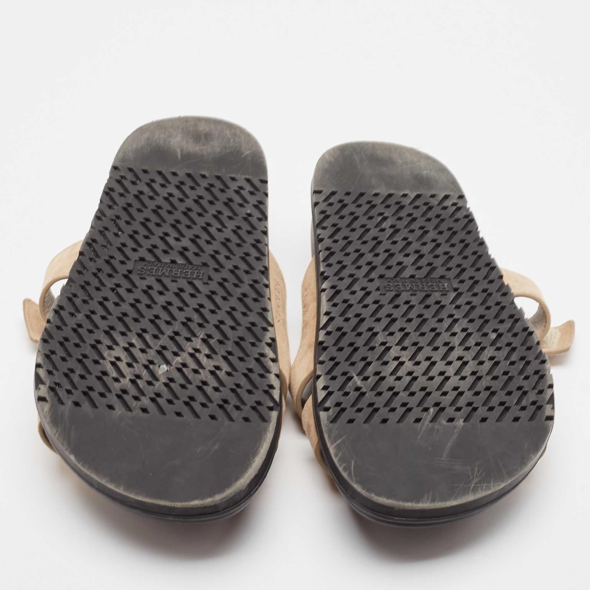 Hermes Brown Suede Chypre Flat Slides Size 42 1