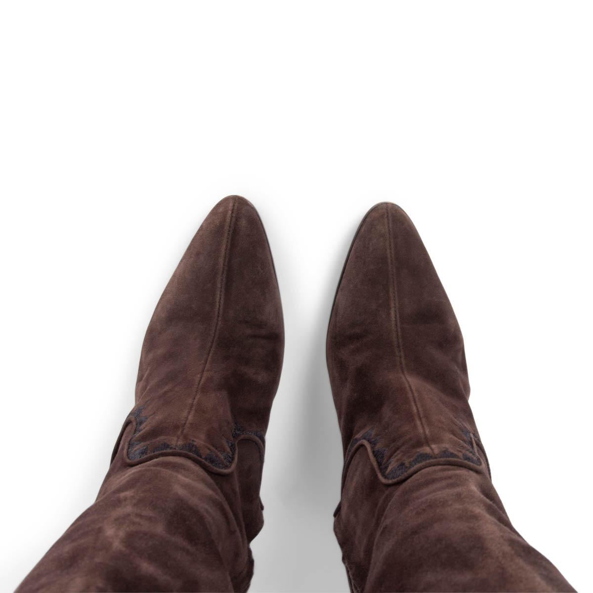 De las mujeres HERMES ante marrón BORDADOS CRUSADER Rodilla Alta Plataforma Botas Zapatos 38 en venta