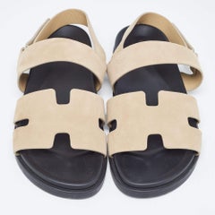 Hermes Brown Suede Genius Slingback Sandals Size 44