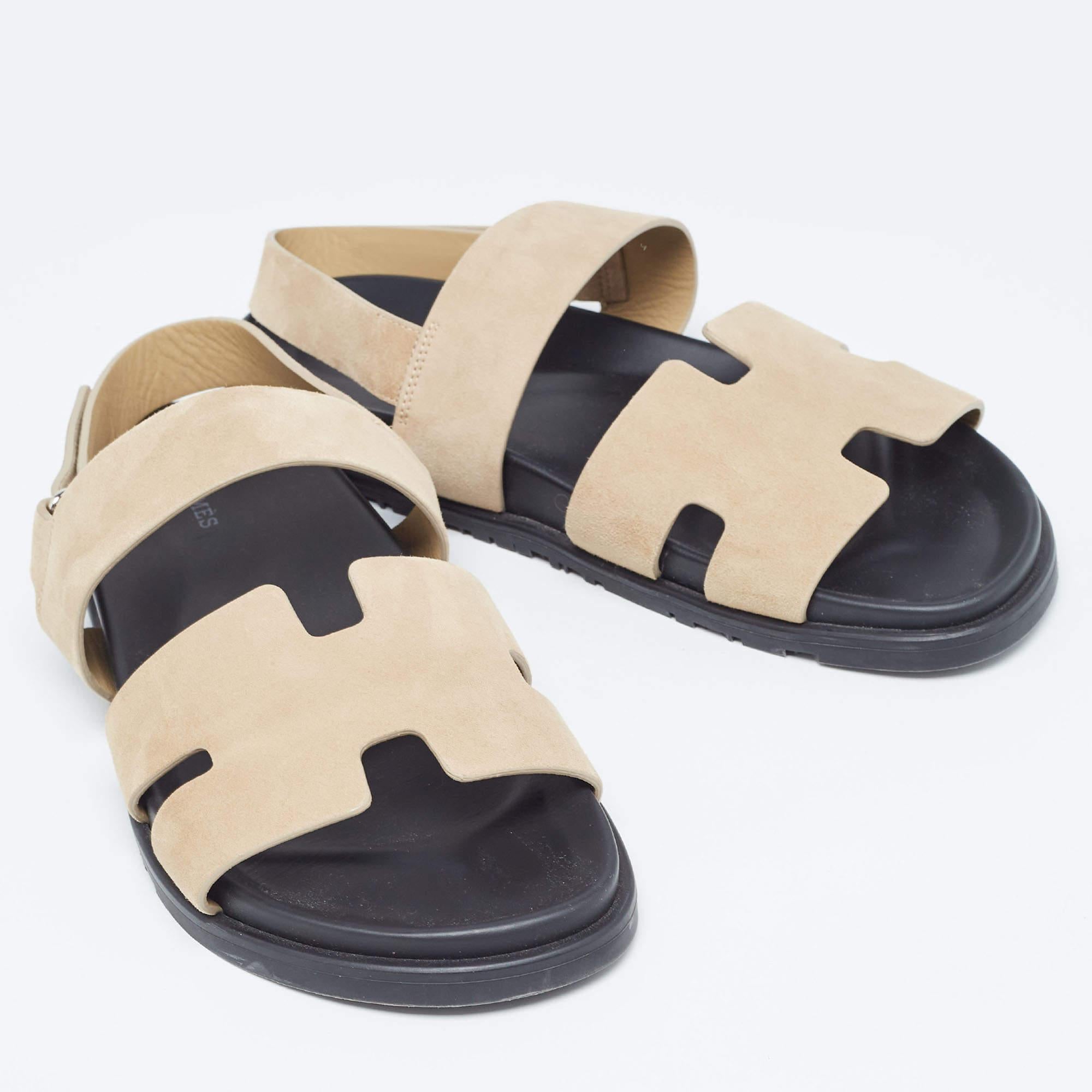 Hermes Brown Suede Genius Slingback Sandals Size 44 1