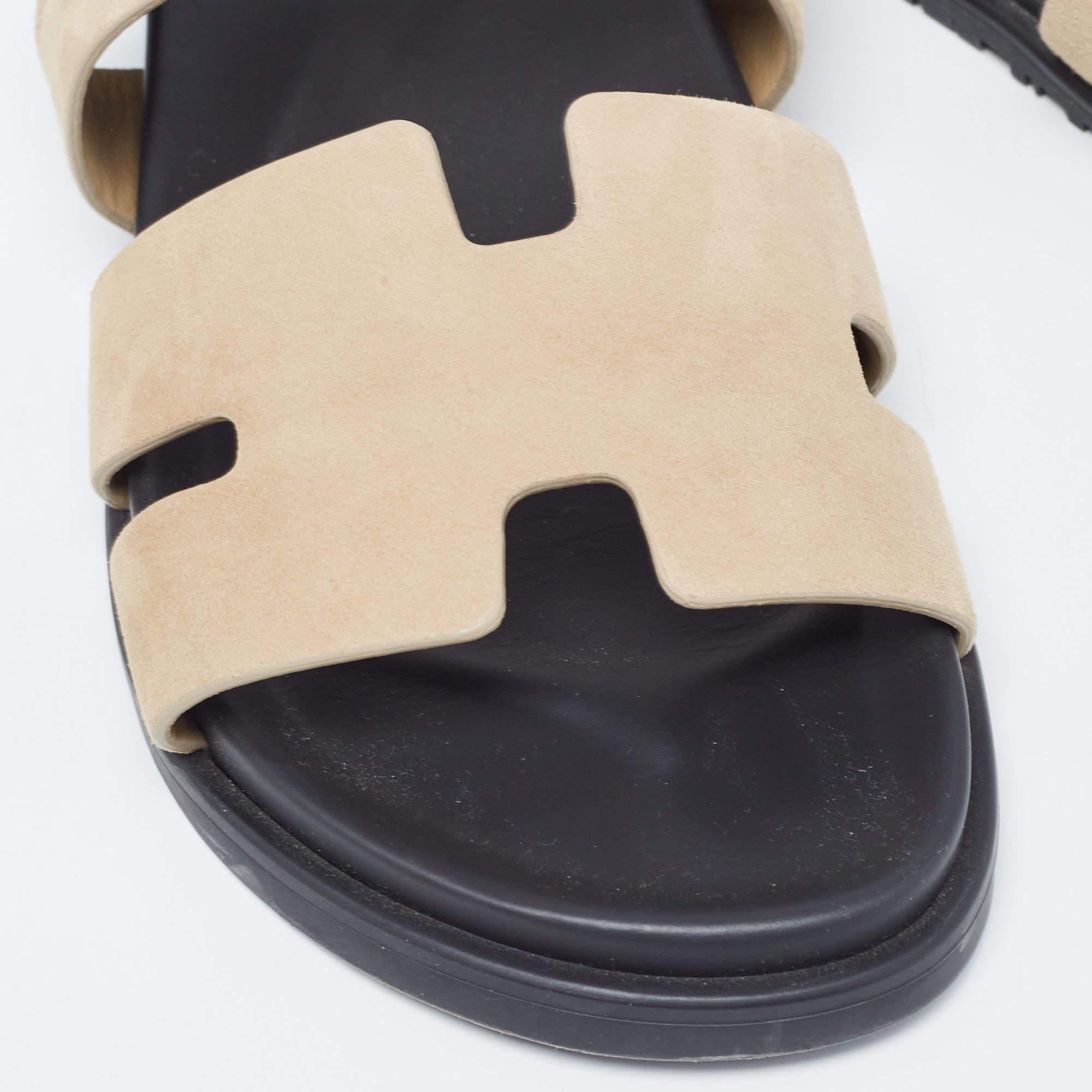 Hermes Brown Suede Genius Slingback Sandals Size 44 3