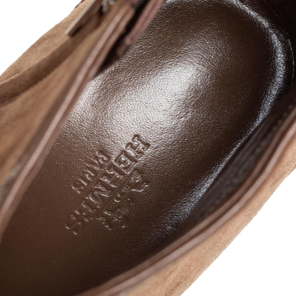 Hermes Brown Suede Zipper Detail Ankle Boots Size 39.5 In New Condition In Dubai, Al Qouz 2