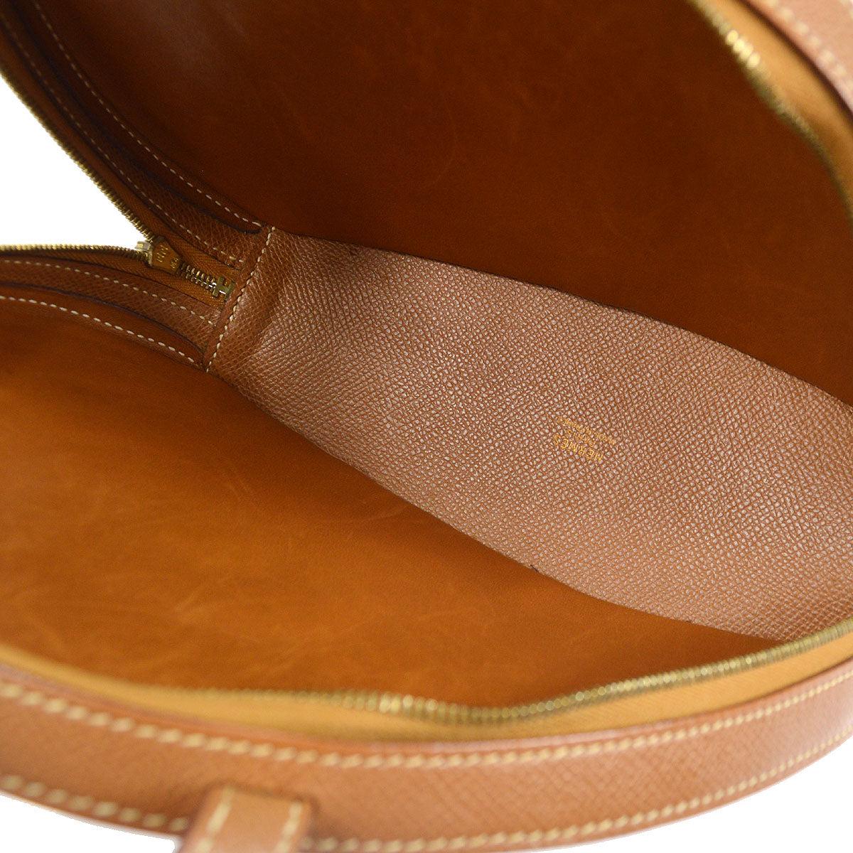 Women's HERMES Brown Tan Cognac Leather Snail Top Handle Shoulder Bag