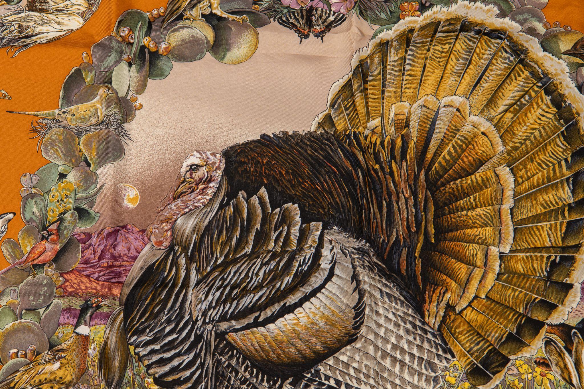 Women's or Men's Hermès Brown Texas Wildlife Scarf Oliver