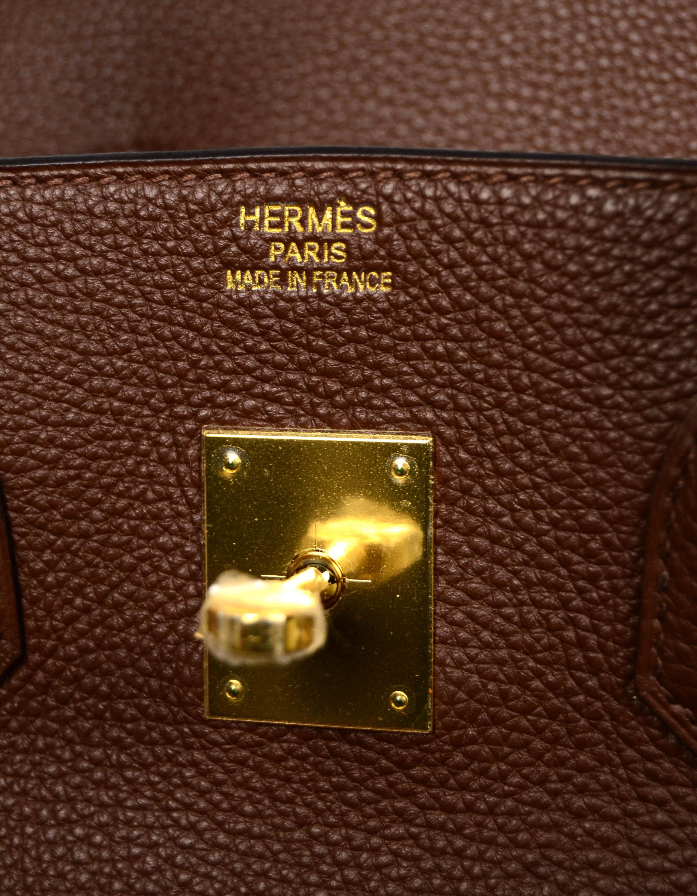 Hermes Brown Togo Leather 35cm Birkin Bag w/ Gold Hardware In Excellent Condition In New York, NY