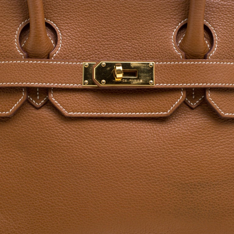 Hermes Brown Togo Leather Gold Hardware Shoulder Birkin 42 Bag For Sale at 1stdibs