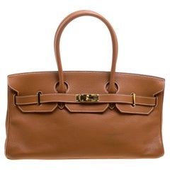 Hermes Brown Togo Leather Gold Hardware Shoulder Birkin 42 Bag