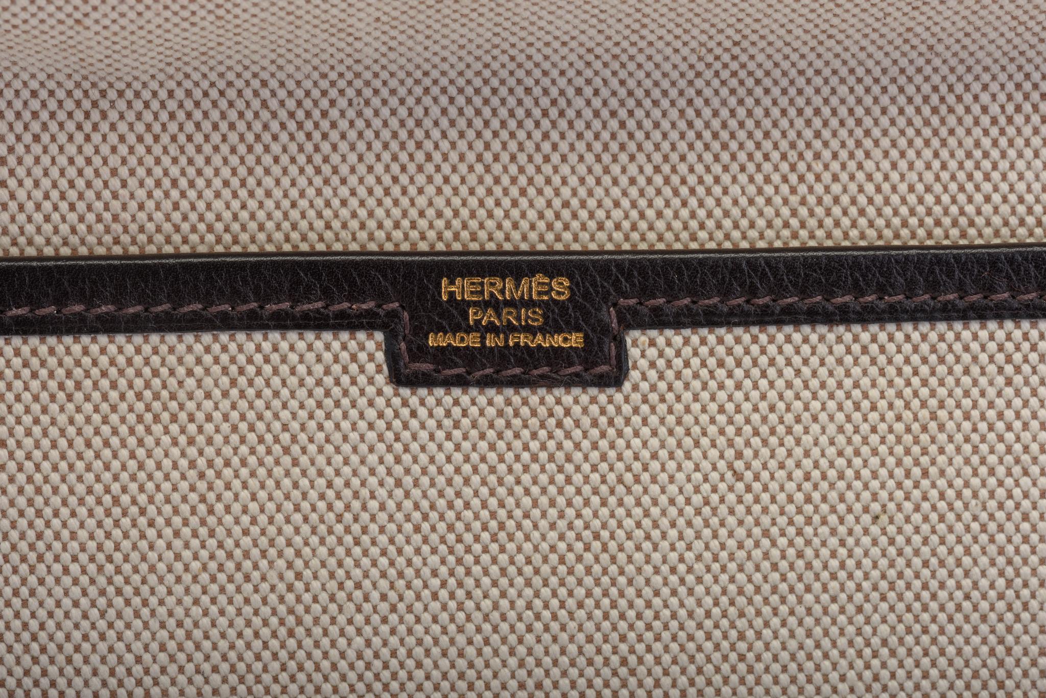 Women's Hermes Brown & Toile Large Jige Clutch