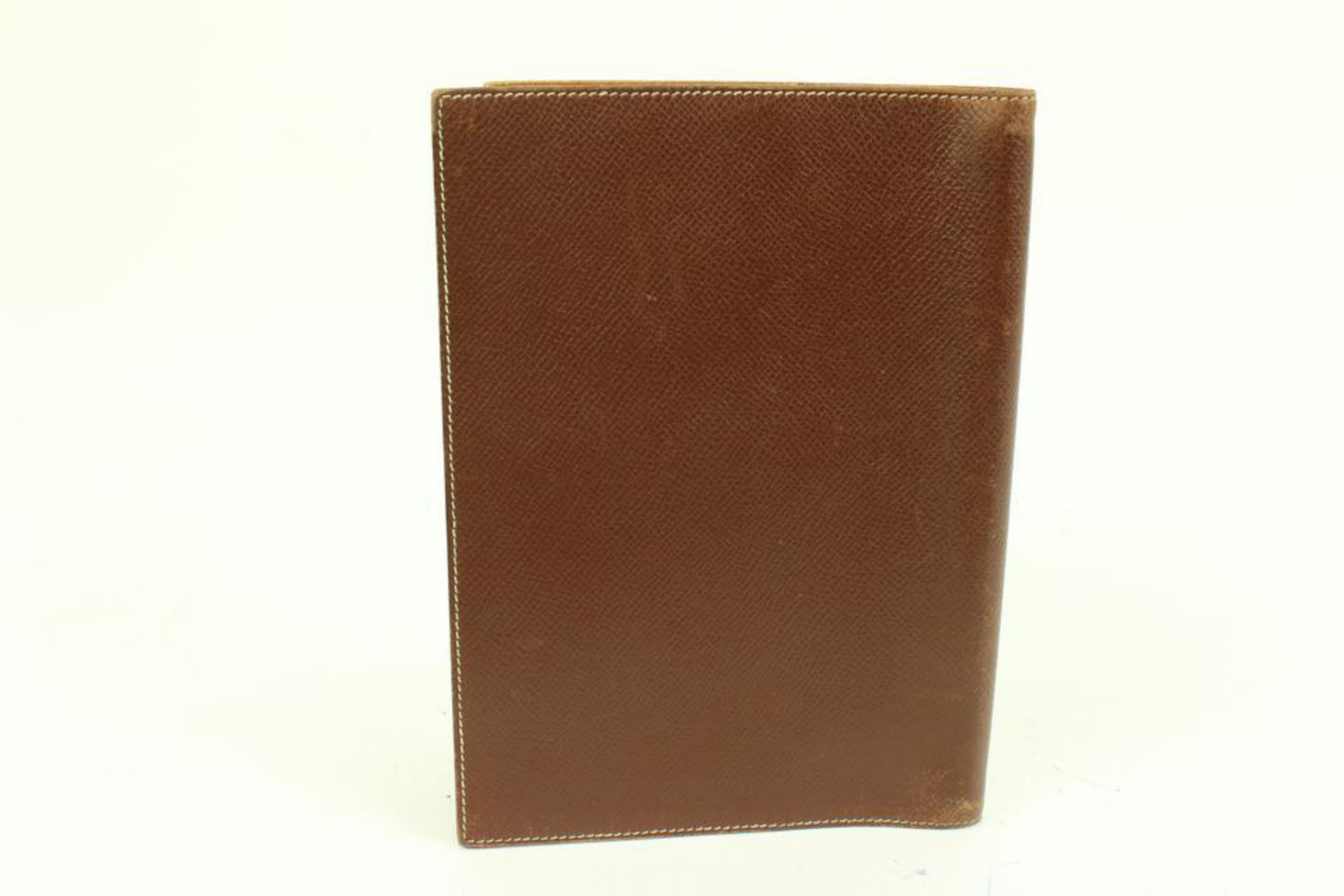 Women's or Men's Hermès Brown Verso Leather Simple Agenda Cover GM 12h426s For Sale