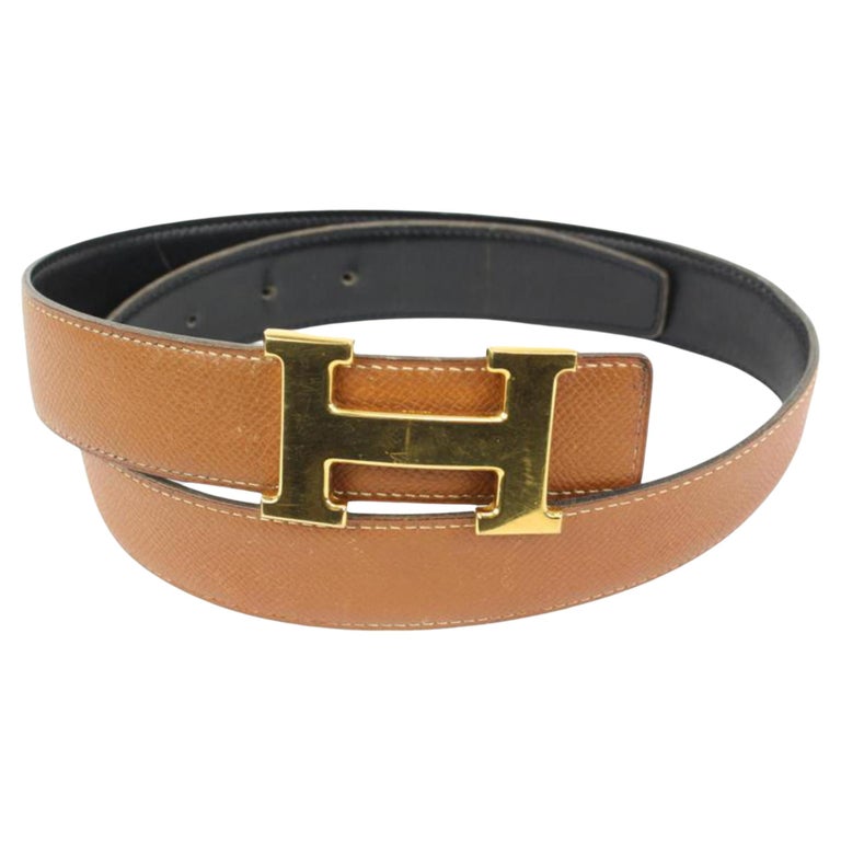 Hermes Belt 32MM Veau Togo Noir/Chocolat Buckle Guilloched NEW With Box at  1stDibs