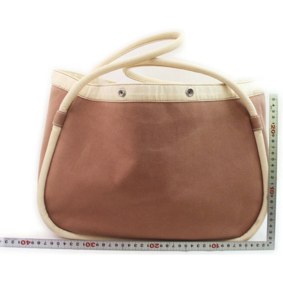Hermes Brown x Cream Lindy de Plage Tote Bag with Pouch 863092 In Good Condition In Dix hills, NY