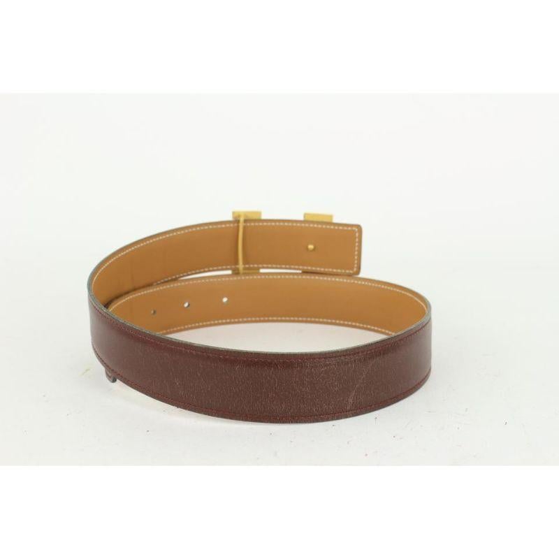 Kit ceinture logo H réversible 32mm Brown x Gold 11her721 en vente 1