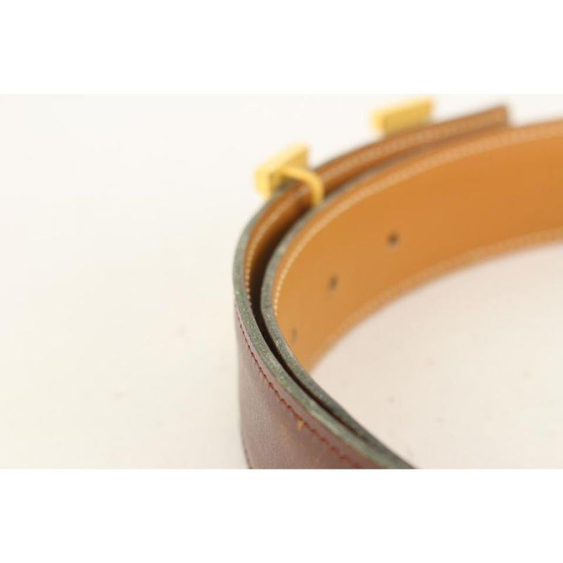 Kit ceinture logo H réversible 32mm Brown x Gold 11her721 en vente 3