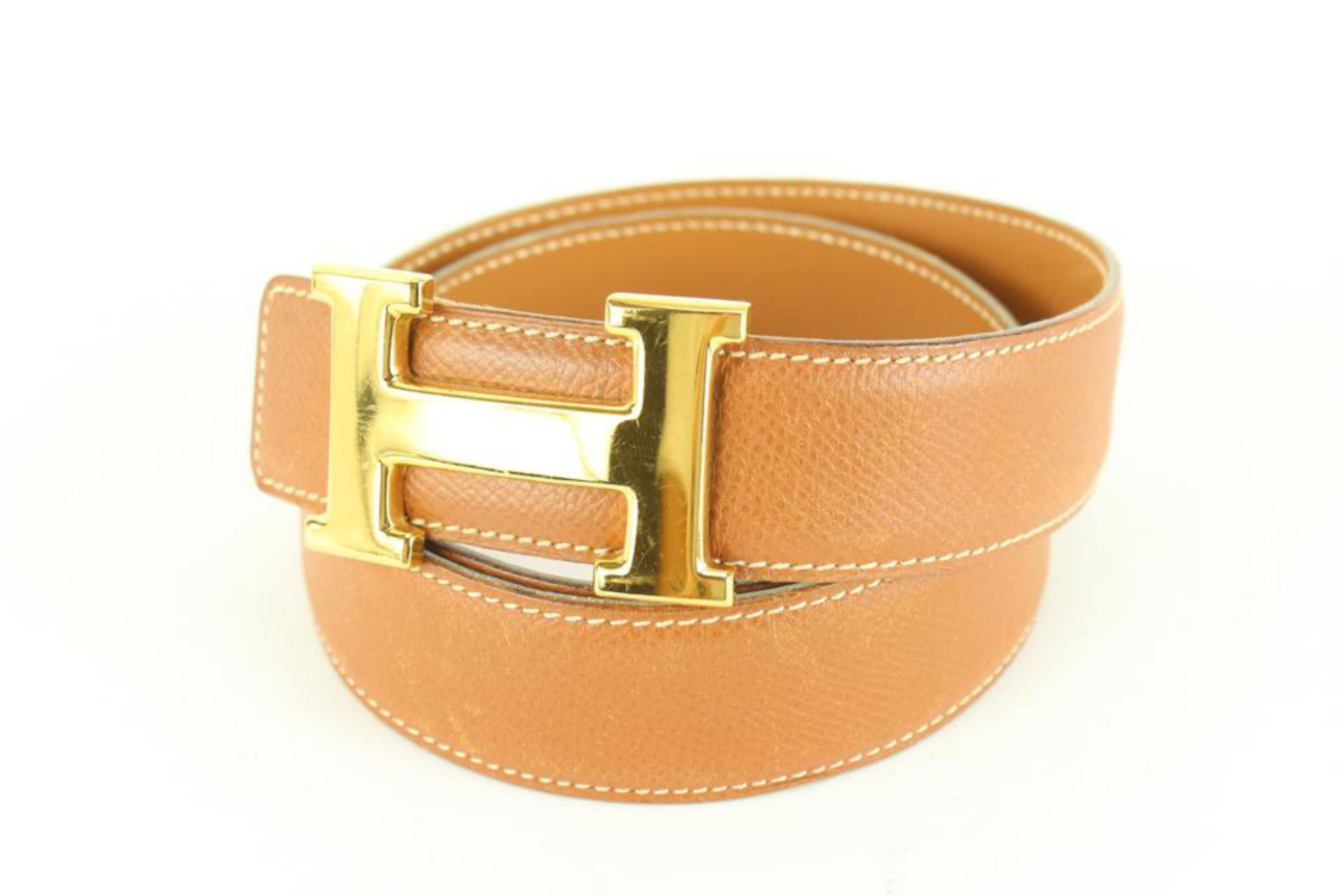 Kit ceinture logo H réversible 32mm Brown x Gold 12h59s en vente 5