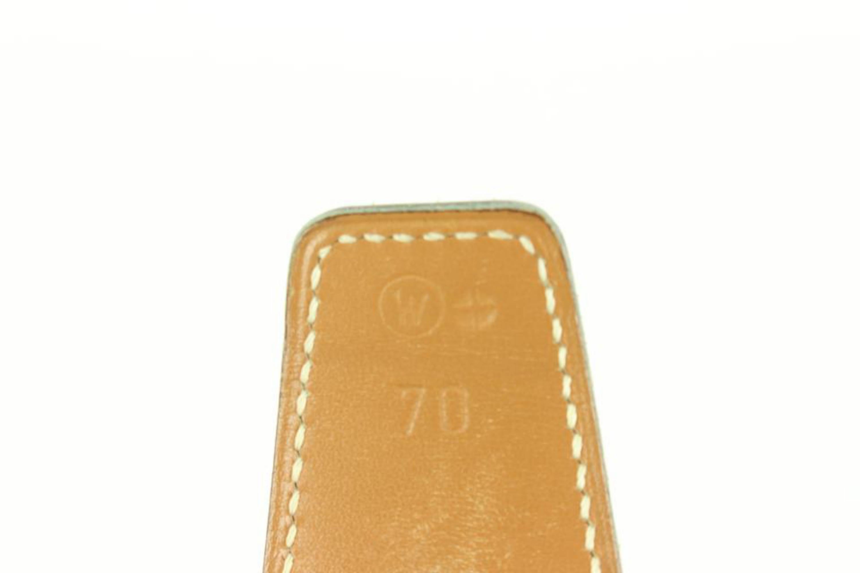 Hermès Brown x Gold 32mm Reversible H Logo Belt Kit 12h59s For Sale 4