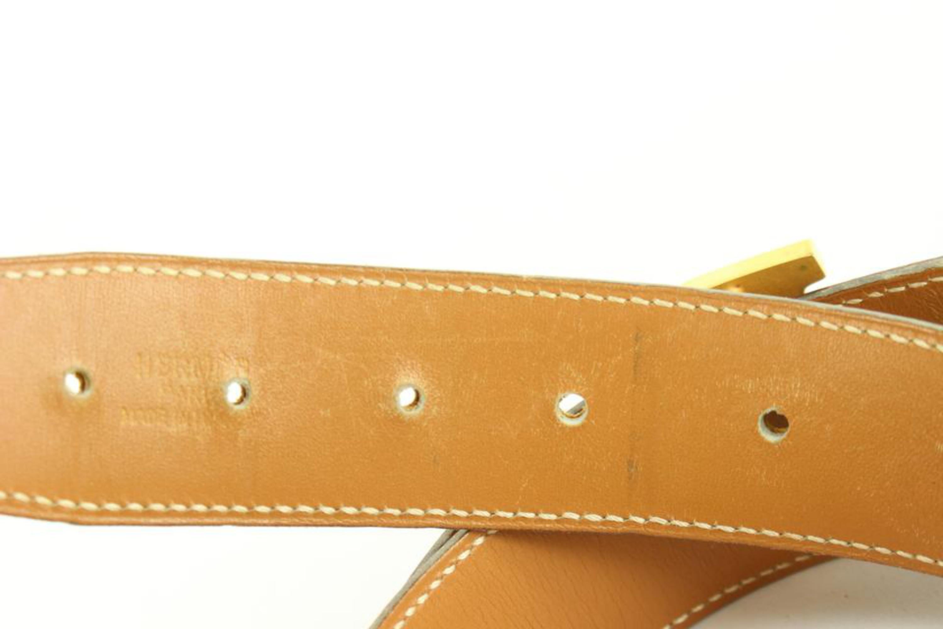 Kit ceinture logo H réversible 32mm Brown x Gold 12h59s Bon état - En vente à Dix hills, NY