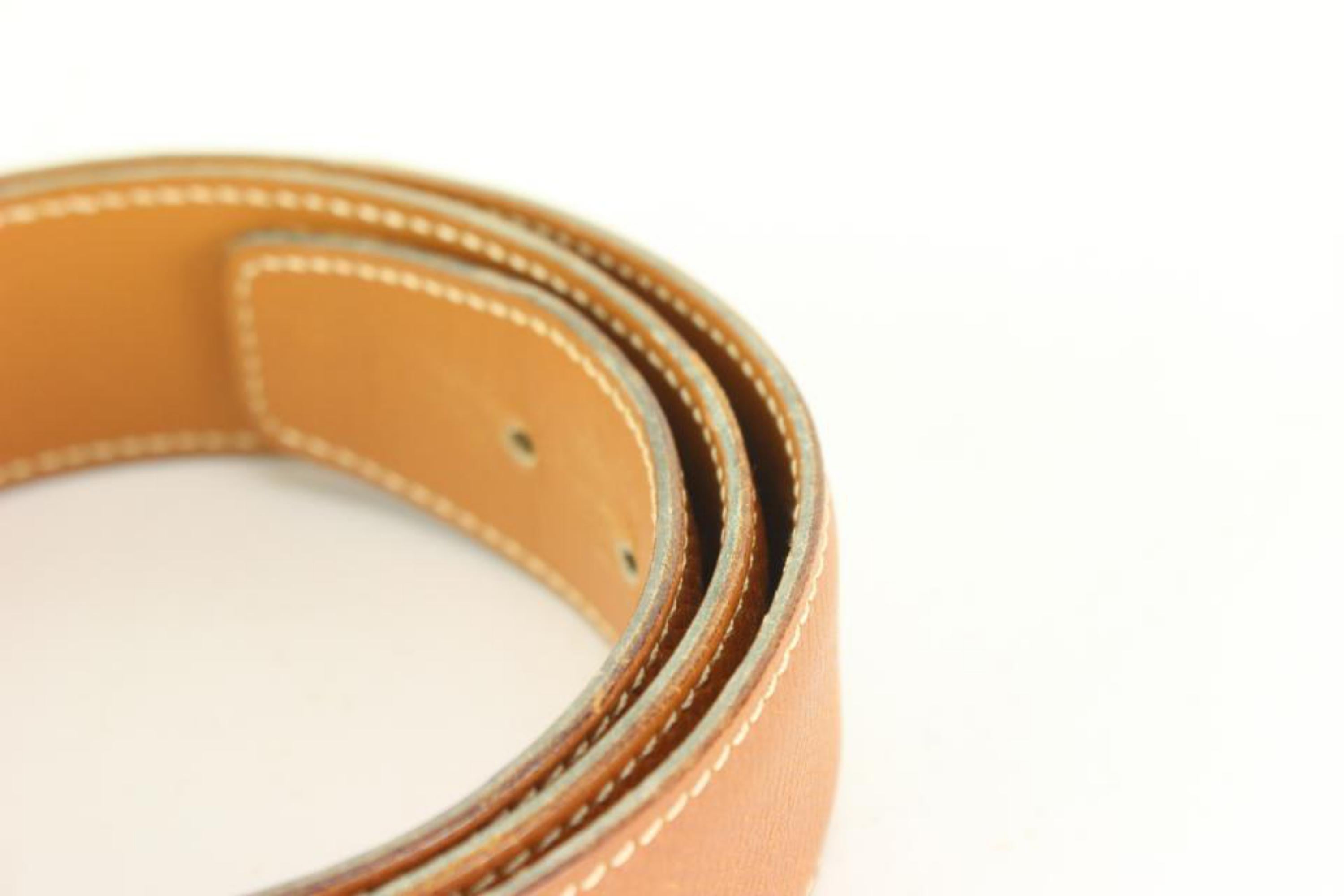 Hermès Brown x Gold 32mm Reversible H Logo Belt Kit 12h59s For Sale 1