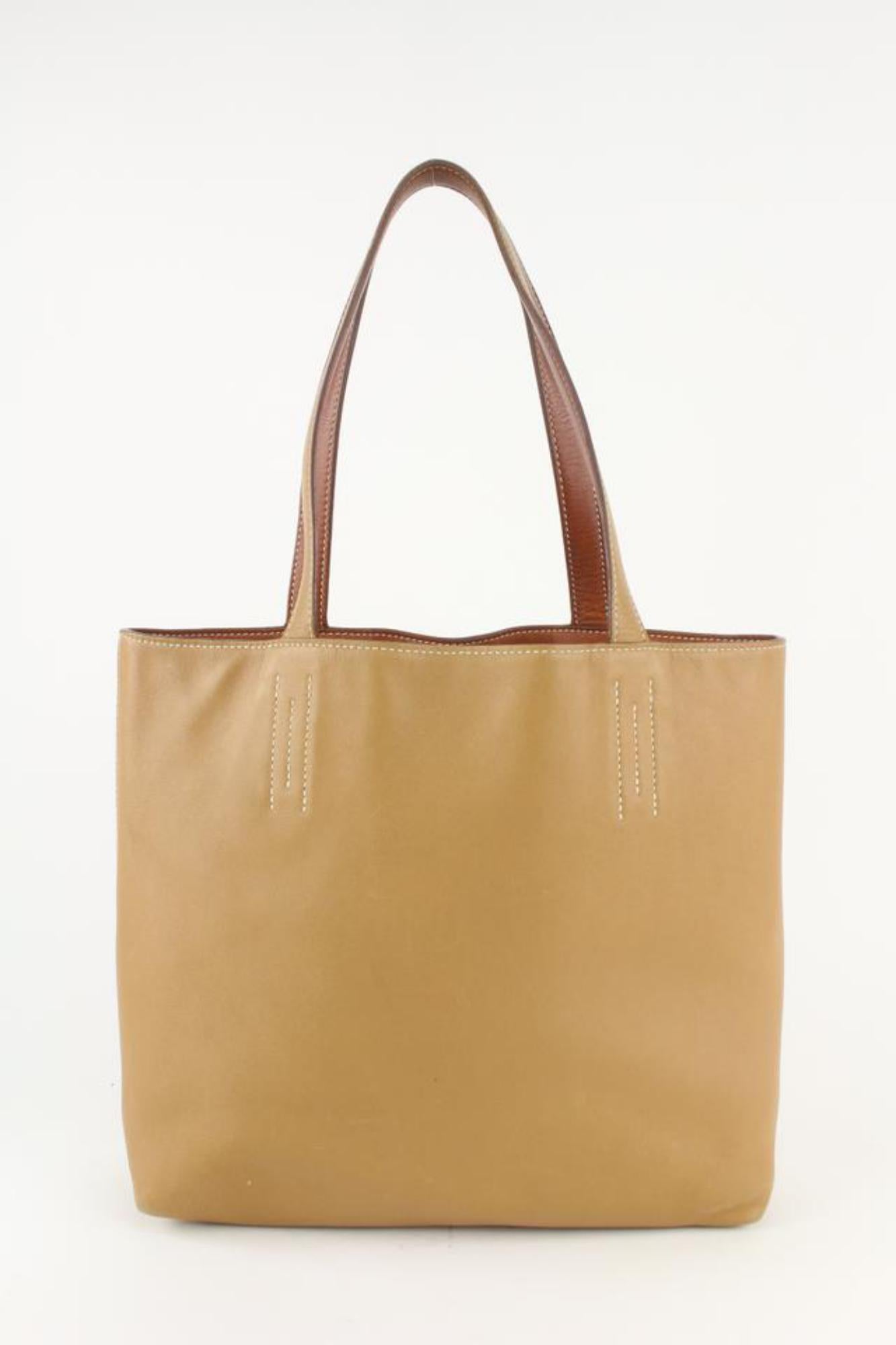 Hermès Brown x Gold Reversible Leather Double Sens 36 cm Tote 1111h43 For Sale 4