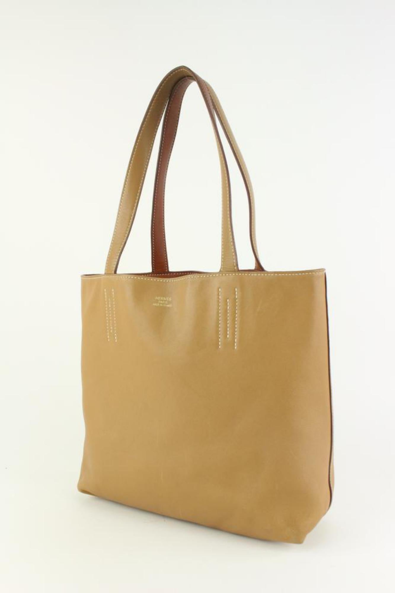 Hermès Brown x Gold Reversible Leather Double Sens 36 cm Tote 1111h43 For Sale 5