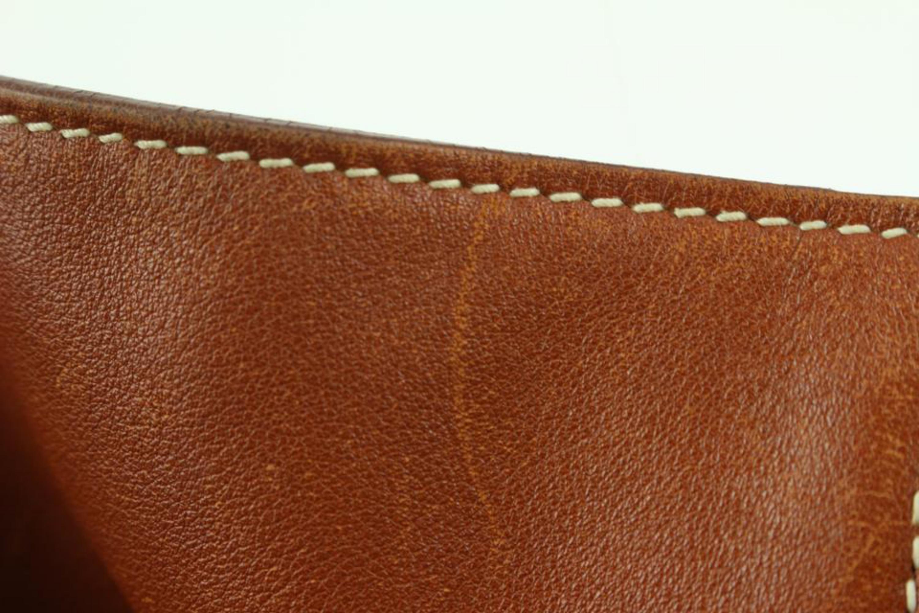 Marron Hermès Brown x Gold Reversible Leather Double Sens 36 cm Tote 1111h43 en vente