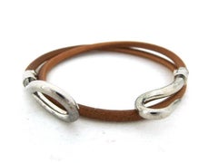 Hermès Brown X Silver Double Wrap Jumbo Hook 218315 Bracelet