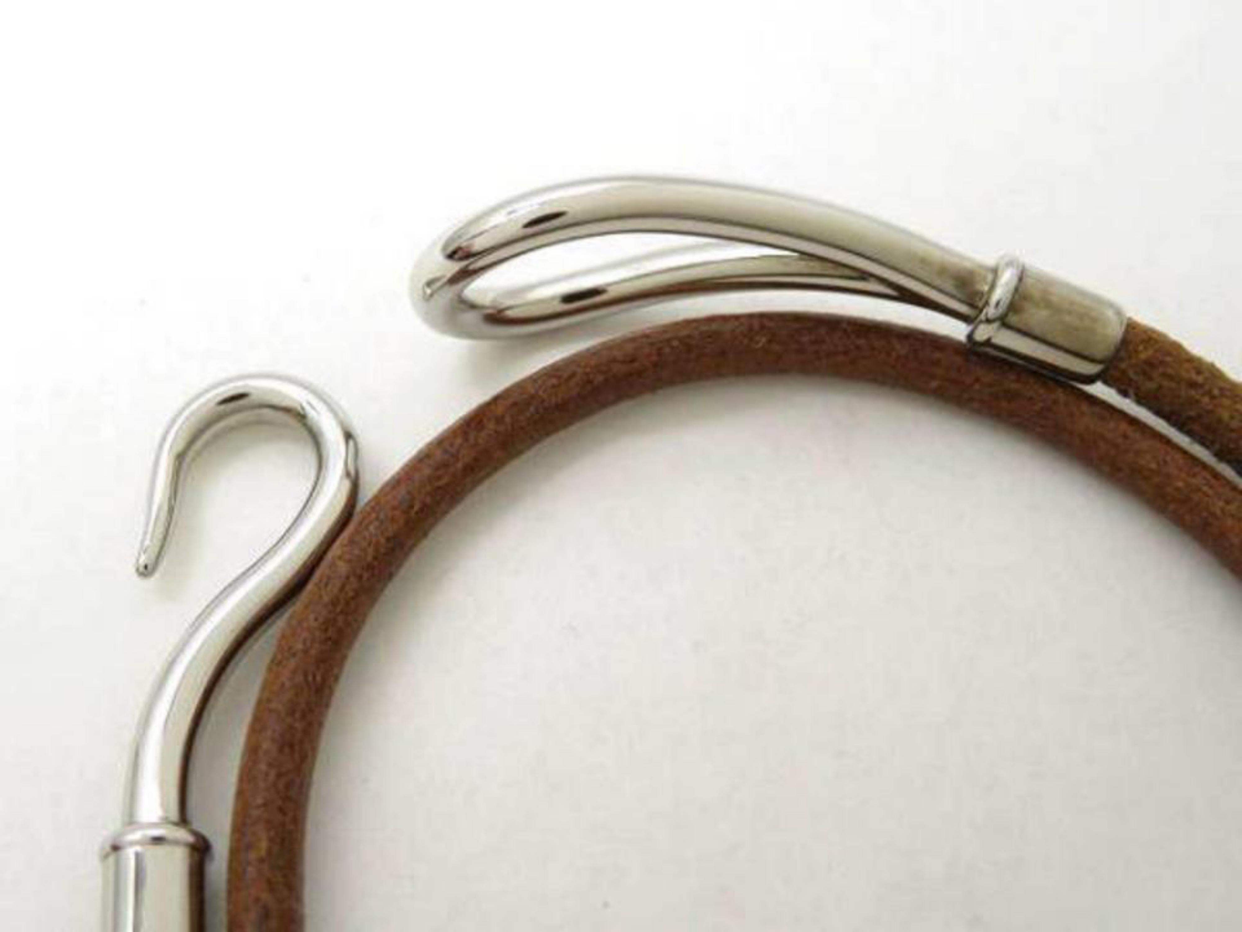 Hermès Brown X Silver Jumbo Hook 225790 Bracelet In Good Condition In Forest Hills, NY