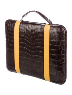 Hermes NEW Brown Alligator Exotic Men's Women's Travel Laptop Briefcase Bag