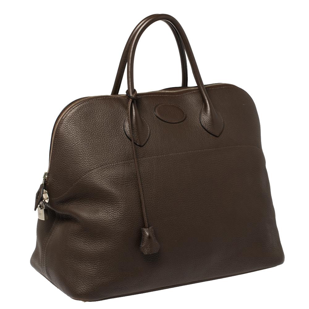 Hermes Brulee Togo Leather Bolide 45 Bag In Good Condition In Dubai, Al Qouz 2