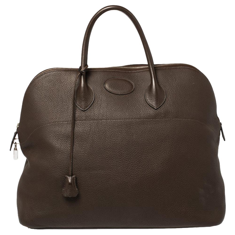 Hermes Brulee Togo Leather Bolide 45 Bag