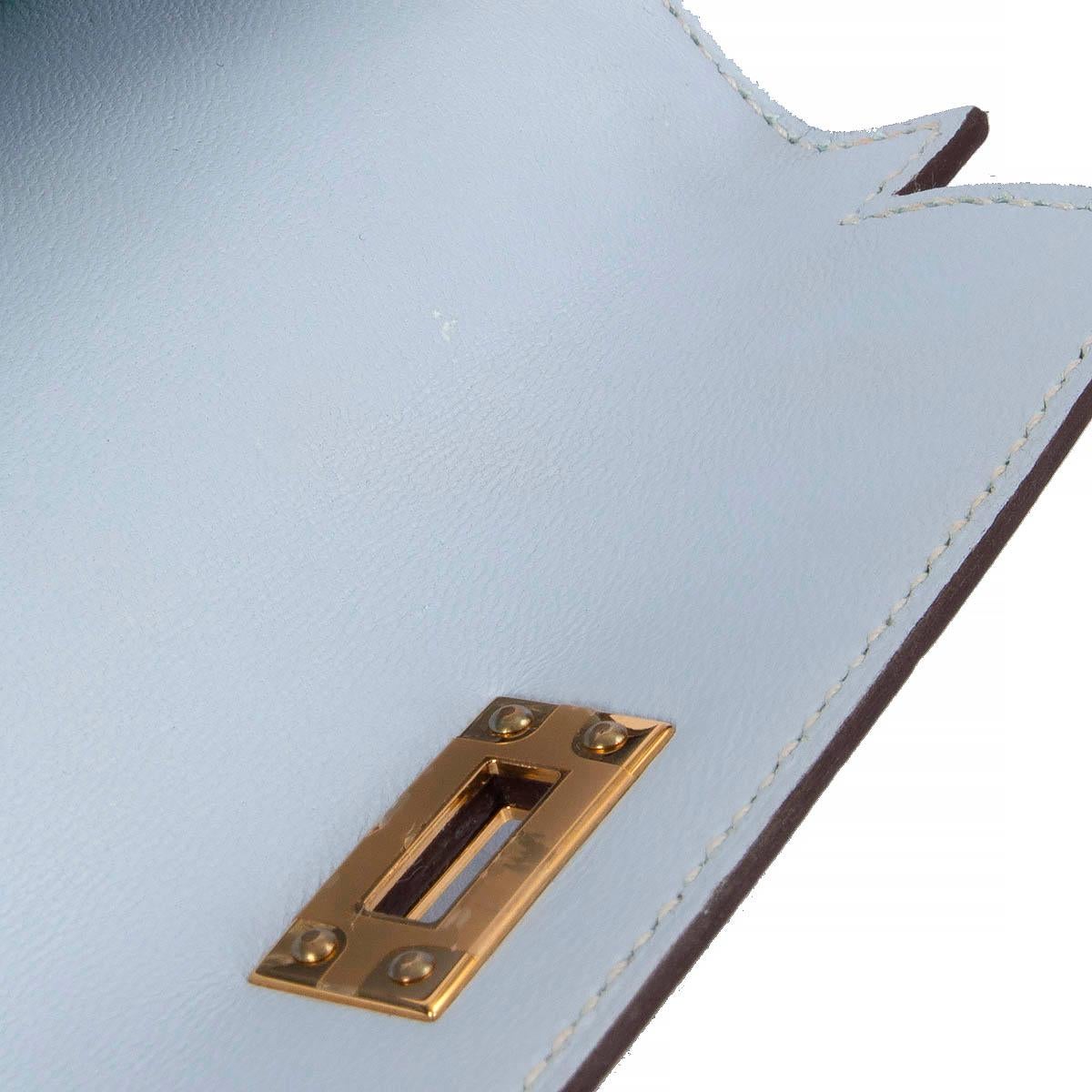 HERMES Brume blue Epsom leather MINI KELLY 20 SELLER Bag w Gold 8