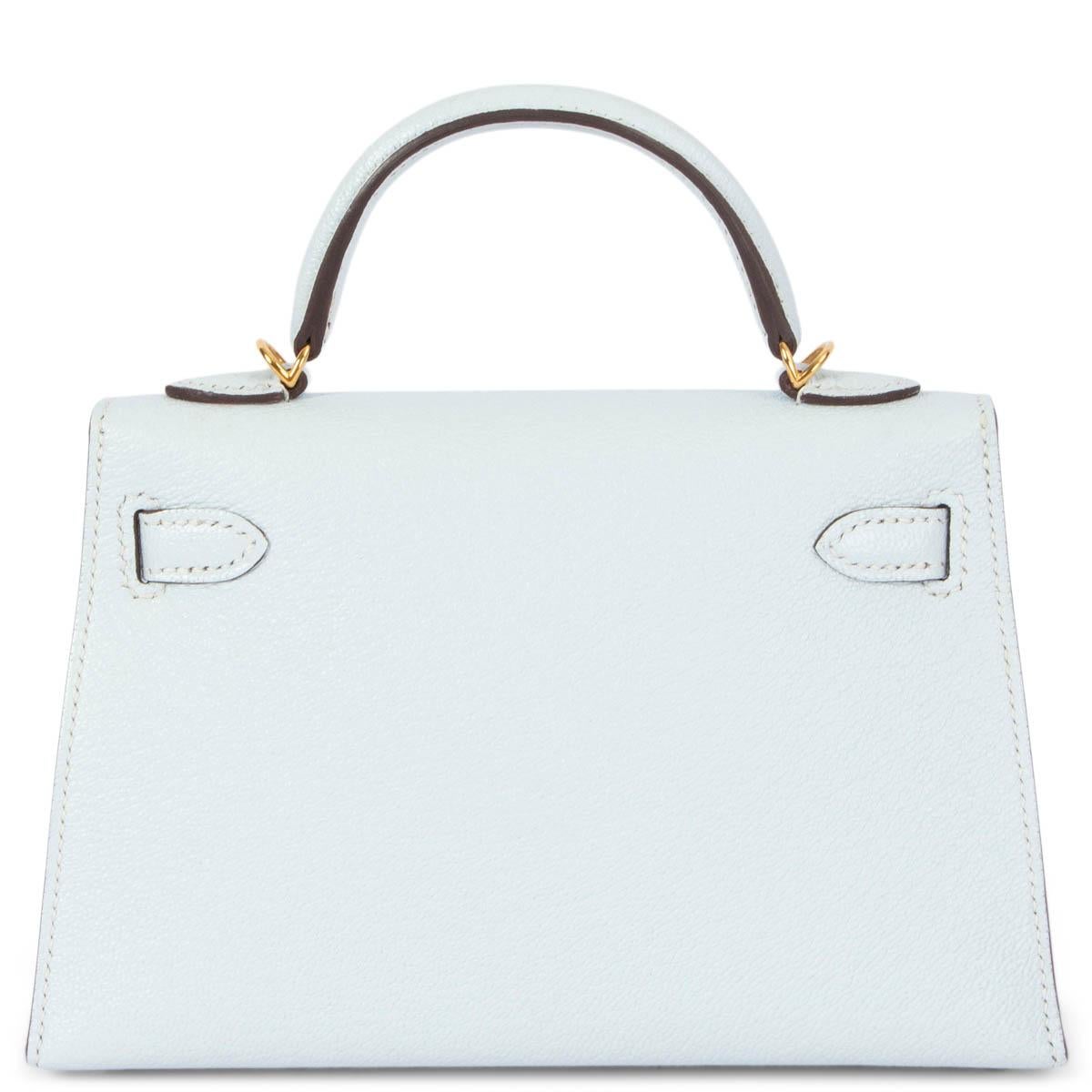 HERMES Brume blue Epsom leather MINI KELLY 20 SELLER Bag w Gold In Good Condition In Zürich, CH