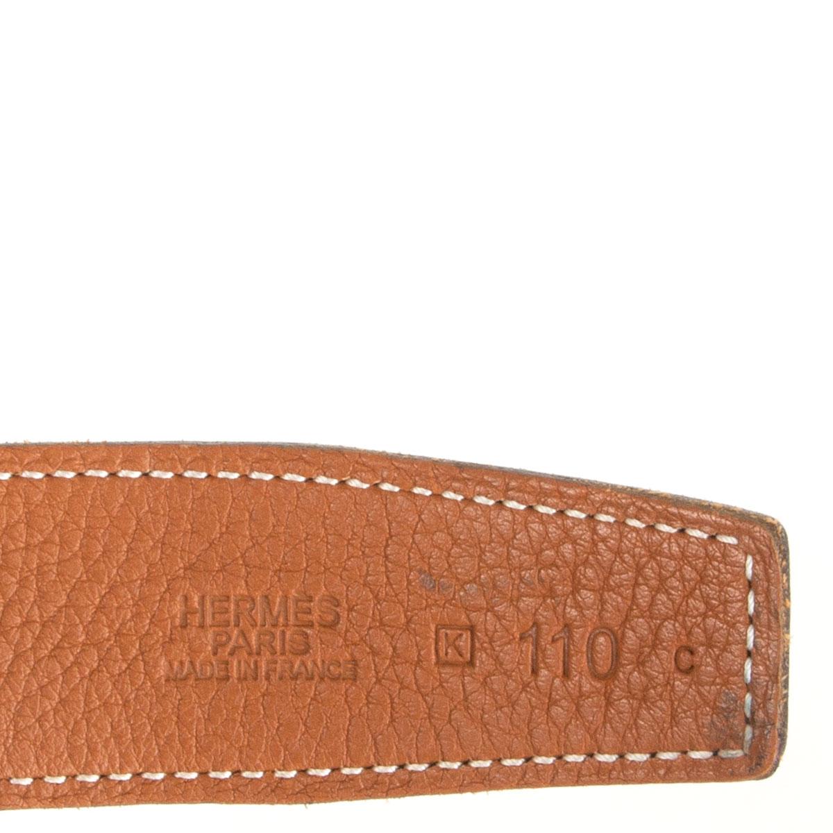 HERMES Brushed 5382 H BUCKLE REVERSIBLE 32mm Belt 90 Black Gold Box Togo leather 1